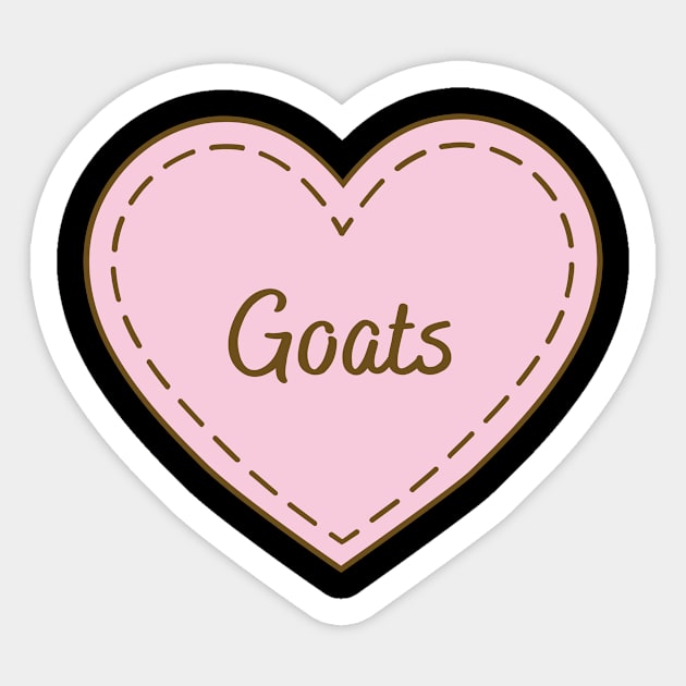 I Love Goats Simple Heart Design Sticker by Word Minimalism